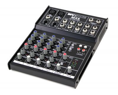 Фото Invotone MX6 - микшерный пульт,2 микрофонных входа, XLR и балансный Jack,2 стерео входа.