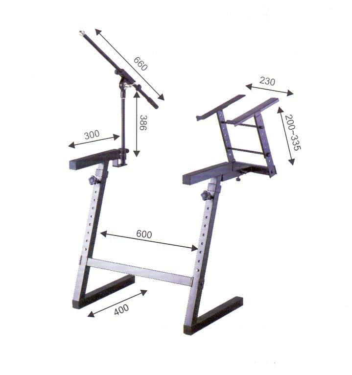 Фото NordFolk NKS-24  стойка для  клавишных/ пультов, ноутбука, микрофона, h 590-840 мм, сталь, черная