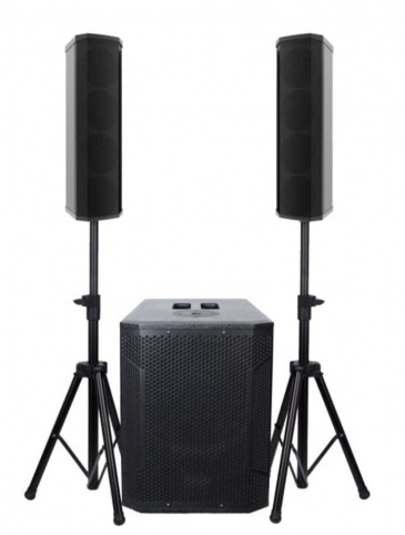 Фото Aura IP12bset Комплект из активного сабвуфера и 2-х сателлитов, стойки и кабели в комплекте 