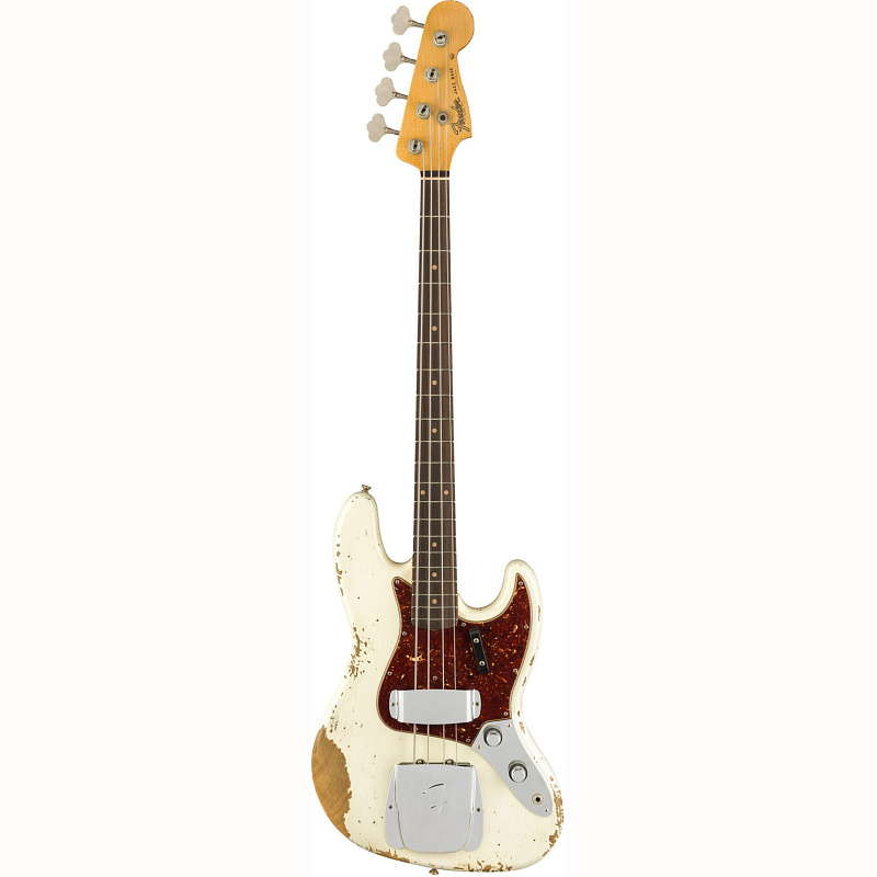 Фото FENDER 1961 JAZZ BASS® HEAVY RELIC®, ROSEWOOD FINGERBOARD, AGED OLYMPIC WHITE