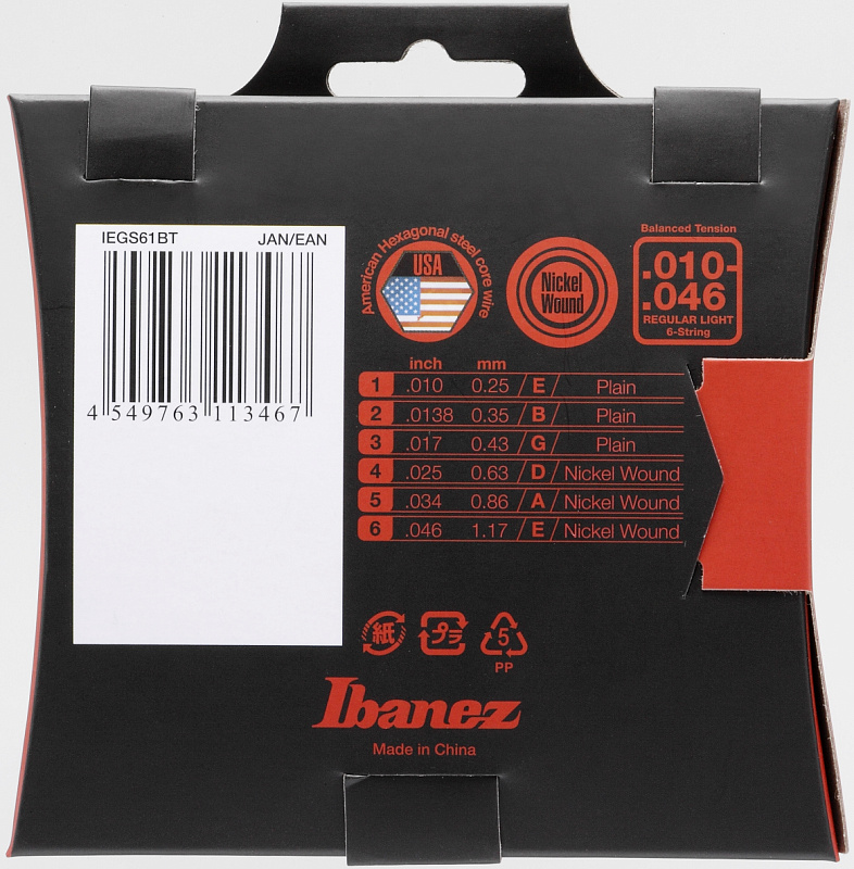 Фото Струны для электрогитары IBANEZ IEGS61BT