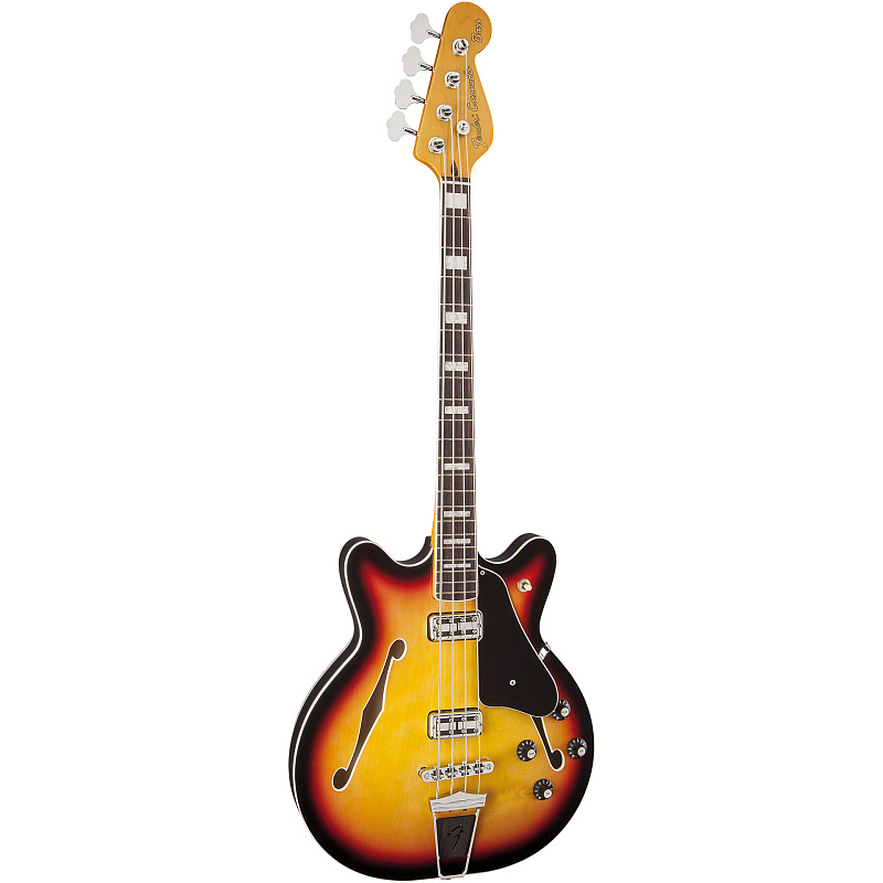 Фото FENDER MODERN PLAYER CORONADO RW 3TSB полуакустическая бас-гитара, цвет санберст