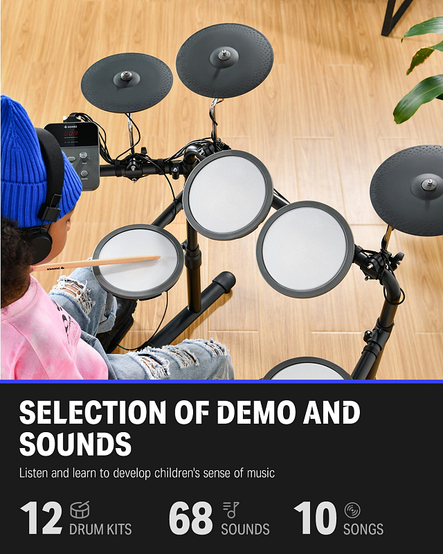 Фото Электронная ударная установка DONNER DED-70 5 Drums 3 Cymbals