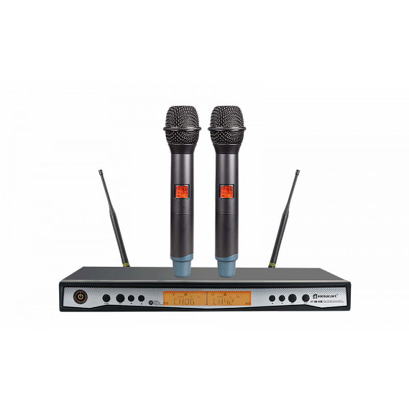 Фото 2-х канальный приемник UR-111D + два ручных микрофона-передатчика UH-1 RELACART UR-111DMH
